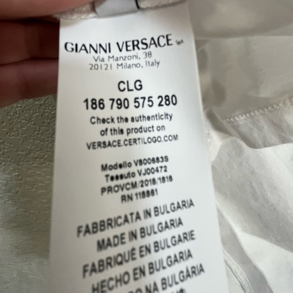 Versace Collection White T-Shirt Metallic Gold Logo - Picture 5 of 7